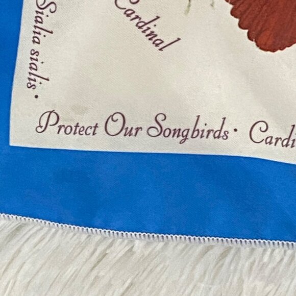 Vtg 1975 National Wildlife Federation Protect our Songbirds Square Scarf 22"x22" - Picture 5 of 10